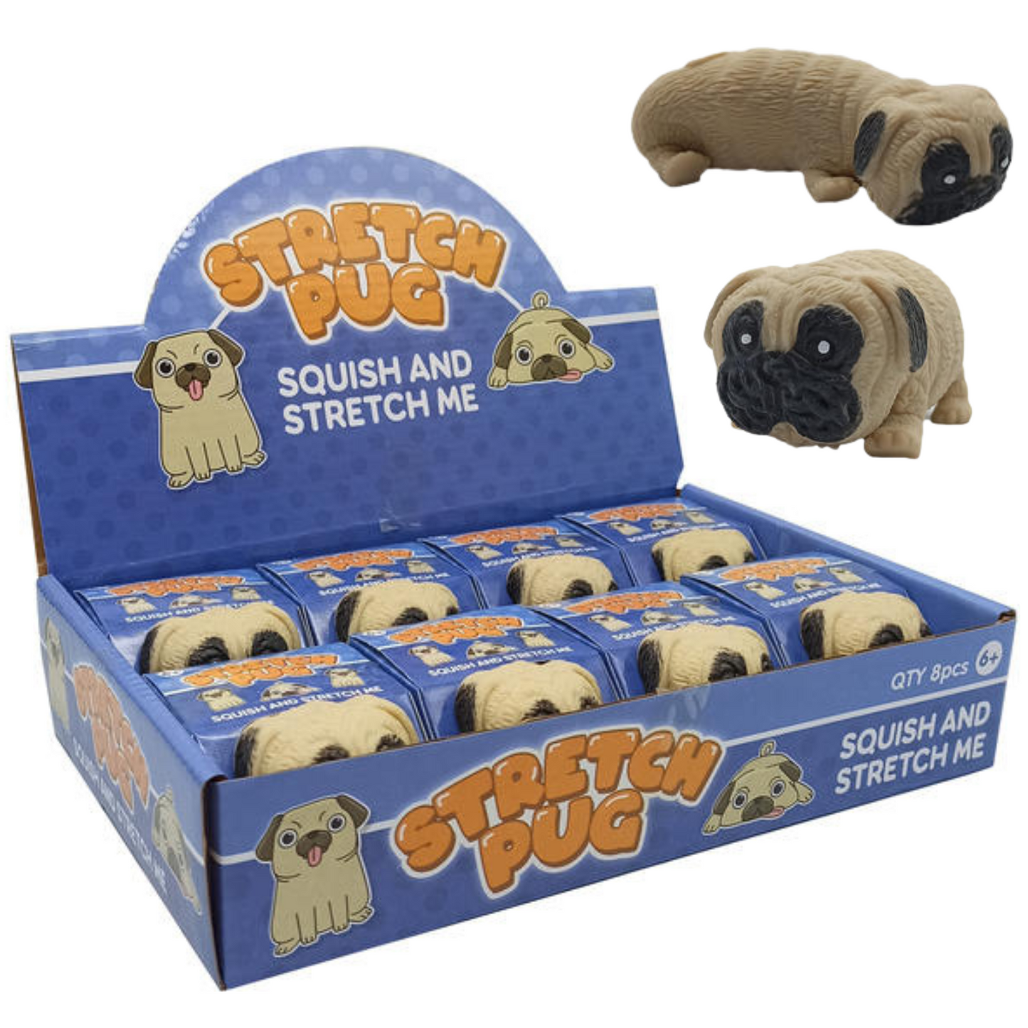 8x Stretch Pug Fidget Anti Stress Sensory Squishy Dog Puppy Autism Anxiety ADHD - Downscale & Healthcare from Anywhere Online Shop
