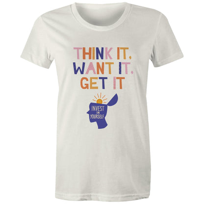 INVEST IN YOURSELF - AS Colour - Women's Maple Tee - Downscale & Healthcare from Anywhere Online Shop