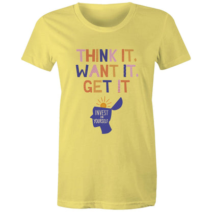 INVEST IN YOURSELF - AS Colour - Women's Maple Tee - Downscale & Healthcare from Anywhere Online Shop