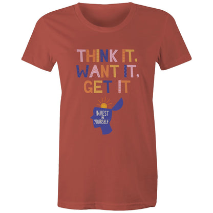 INVEST IN YOURSELF - AS Colour - Women's Maple Tee - Downscale & Healthcare from Anywhere Online Shop