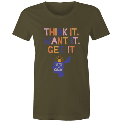 INVEST IN YOURSELF - AS Colour - Women's Maple Tee - Downscale & Healthcare from Anywhere Online Shop