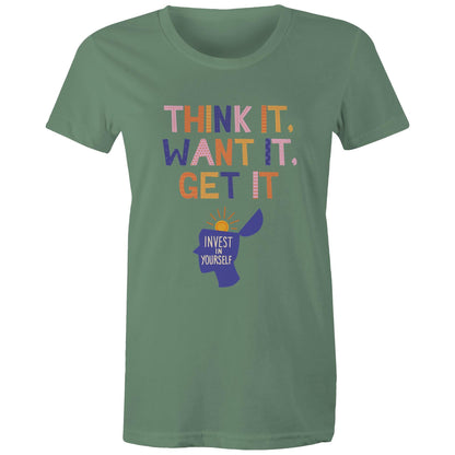 INVEST IN YOURSELF - AS Colour - Women's Maple Tee - Downscale & Healthcare from Anywhere Online Shop
