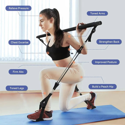 NNEOBA Resistance Band Pilates Stick Home Fitness Kit-2