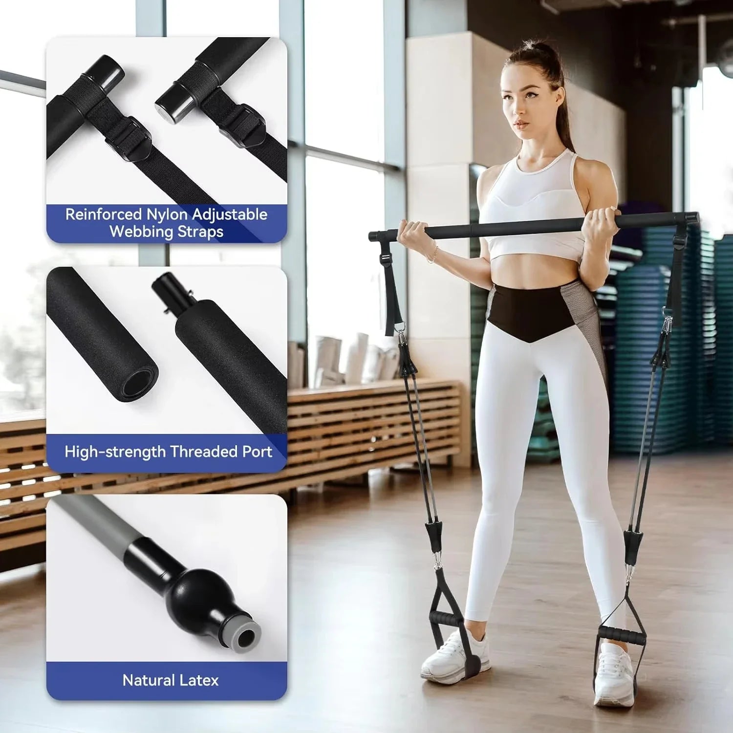 NNEOBA Resistance Band Pilates Stick Home Fitness Kit-4