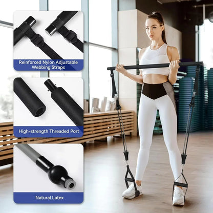 NNEOBA Resistance Band Pilates Stick Home Fitness Kit-4