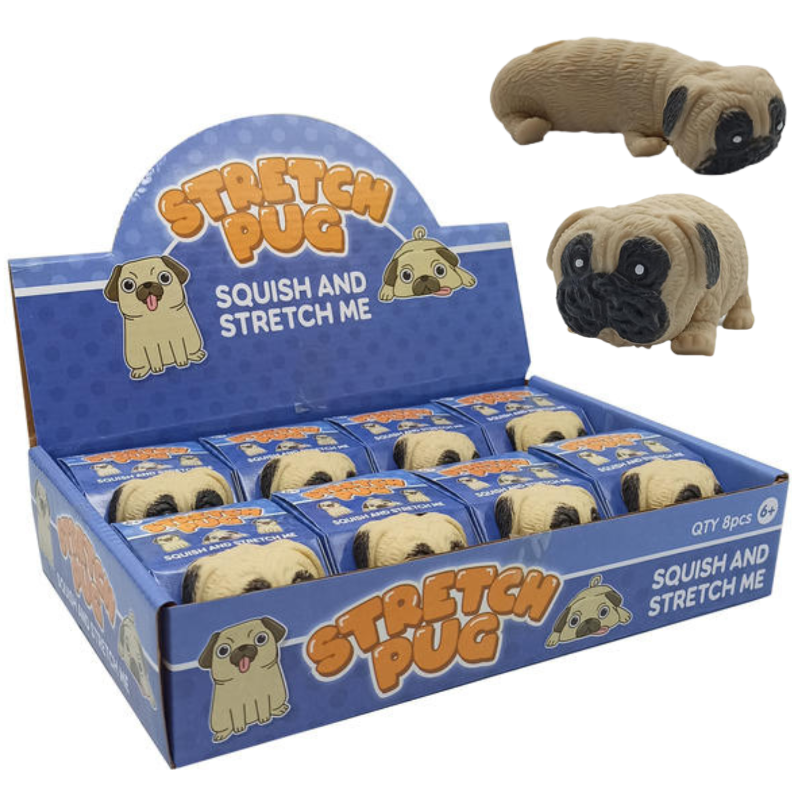 8x Stretch Pug Fidget Anti Stress Sensory Squishy Dog Puppy Autism Anxiety ADHD - Downscale & Healthcare from Anywhere Online Shop