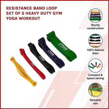 NNEDSZ Resistance Band Loop Set of 5 Heavy Duty Gym Yoga Workout-2
