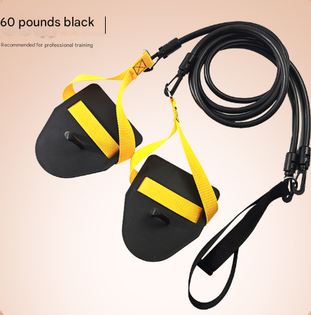 NNEDSZ Black-yellow Flippers [Training Stroke] [60lbs] Swim Resistance Band Trainer - Dry-Land Arm Strength & Stroke Exercise Cords-0