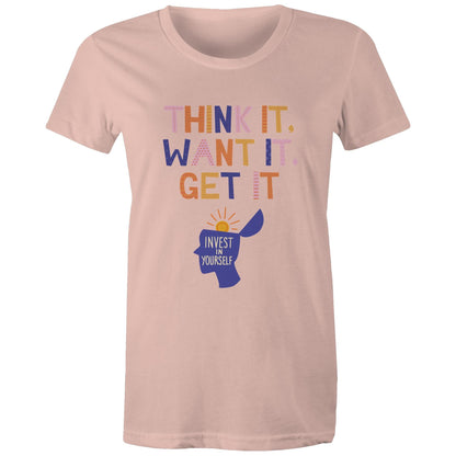INVEST IN YOURSELF - AS Colour - Women's Maple Tee - Downscale & Healthcare from Anywhere Online Shop