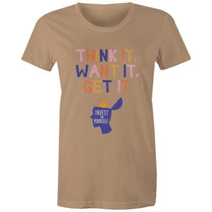 INVEST IN YOURSELF - AS Colour - Women's Maple Tee - Downscale & Healthcare from Anywhere Online Shop