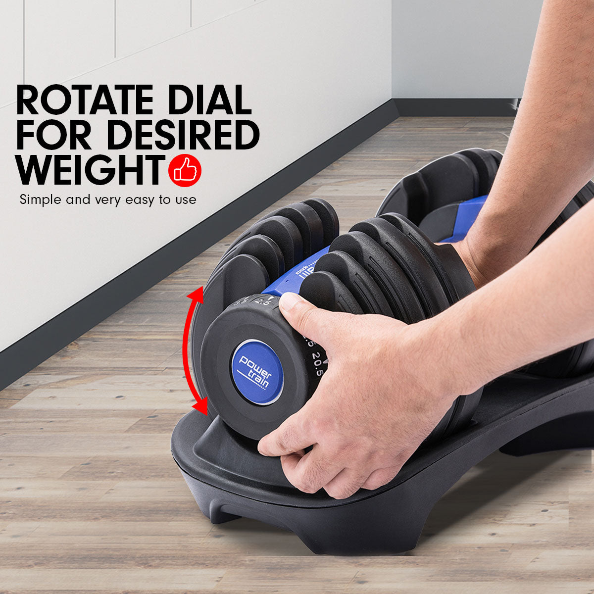 NNEDPE 24KG Powertrain Adjustable Home Gym Dumbbell - Blue-2