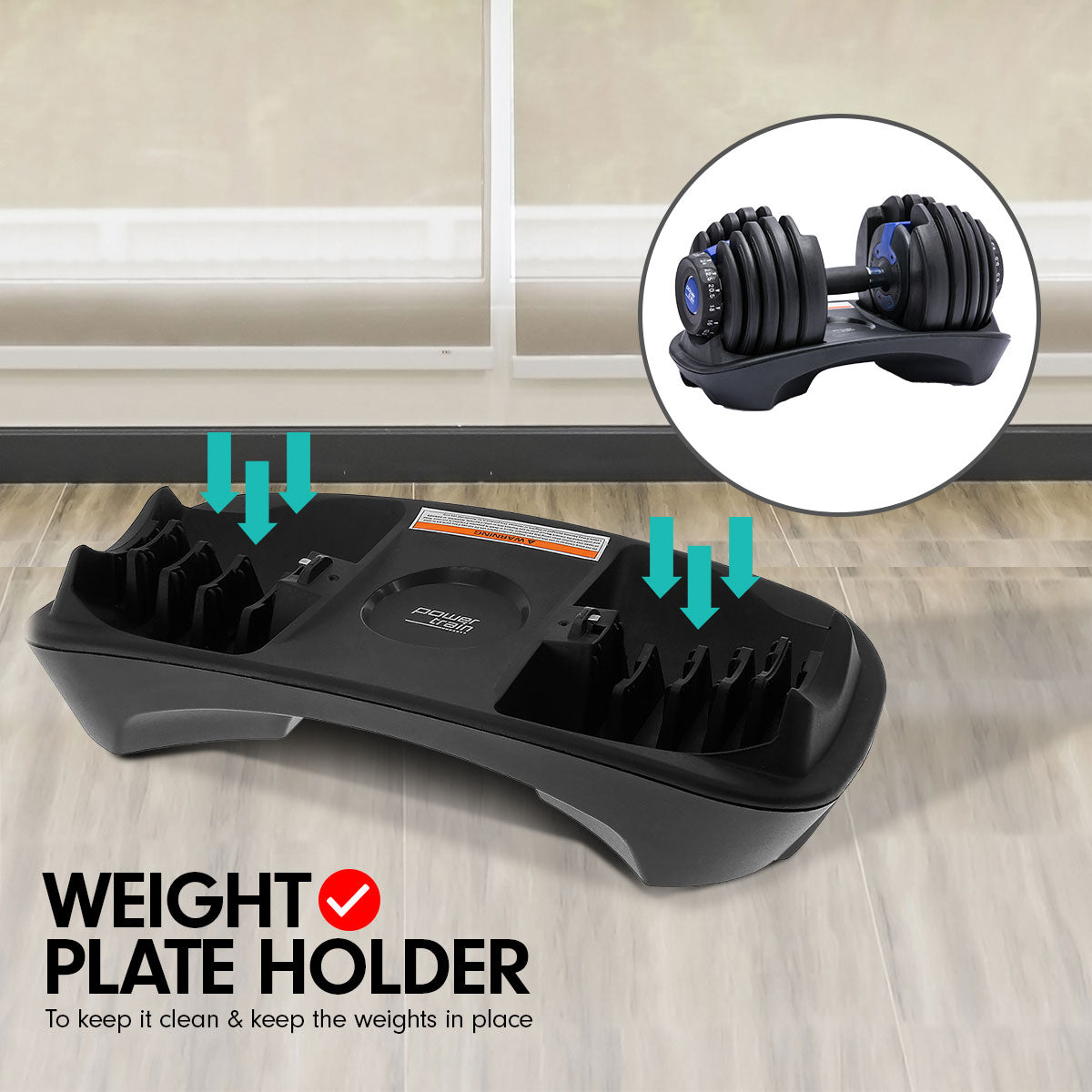 NNEDPE 24KG Powertrain Adjustable Home Gym Dumbbell - Blue-3