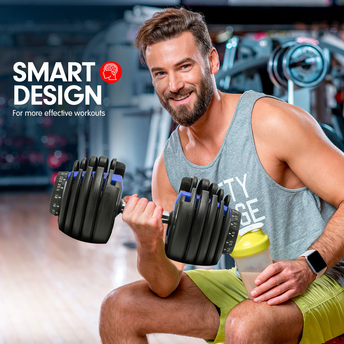 NNEDPE 24KG Powertrain Adjustable Home Gym Dumbbell - Blue-4