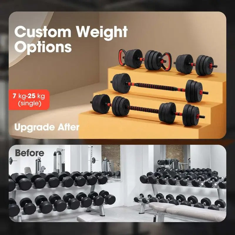 NNETM 7-in-1 Adjustable Dumbbell and Barbell Weight Set-1